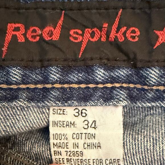 Red Spike Vintage Y2K Mens Cargo Jeans 36x34 Skater Pants - Picture 2 of 12